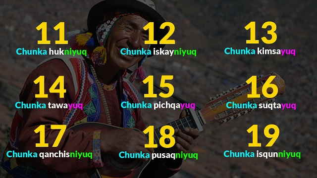 numeros del 11 - 19 quechua